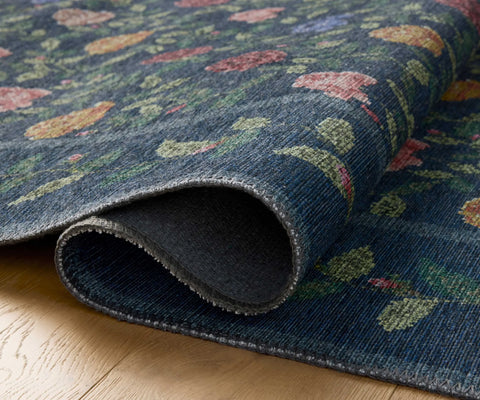 Wildwood Rose Trellis Printed Rug - Navy