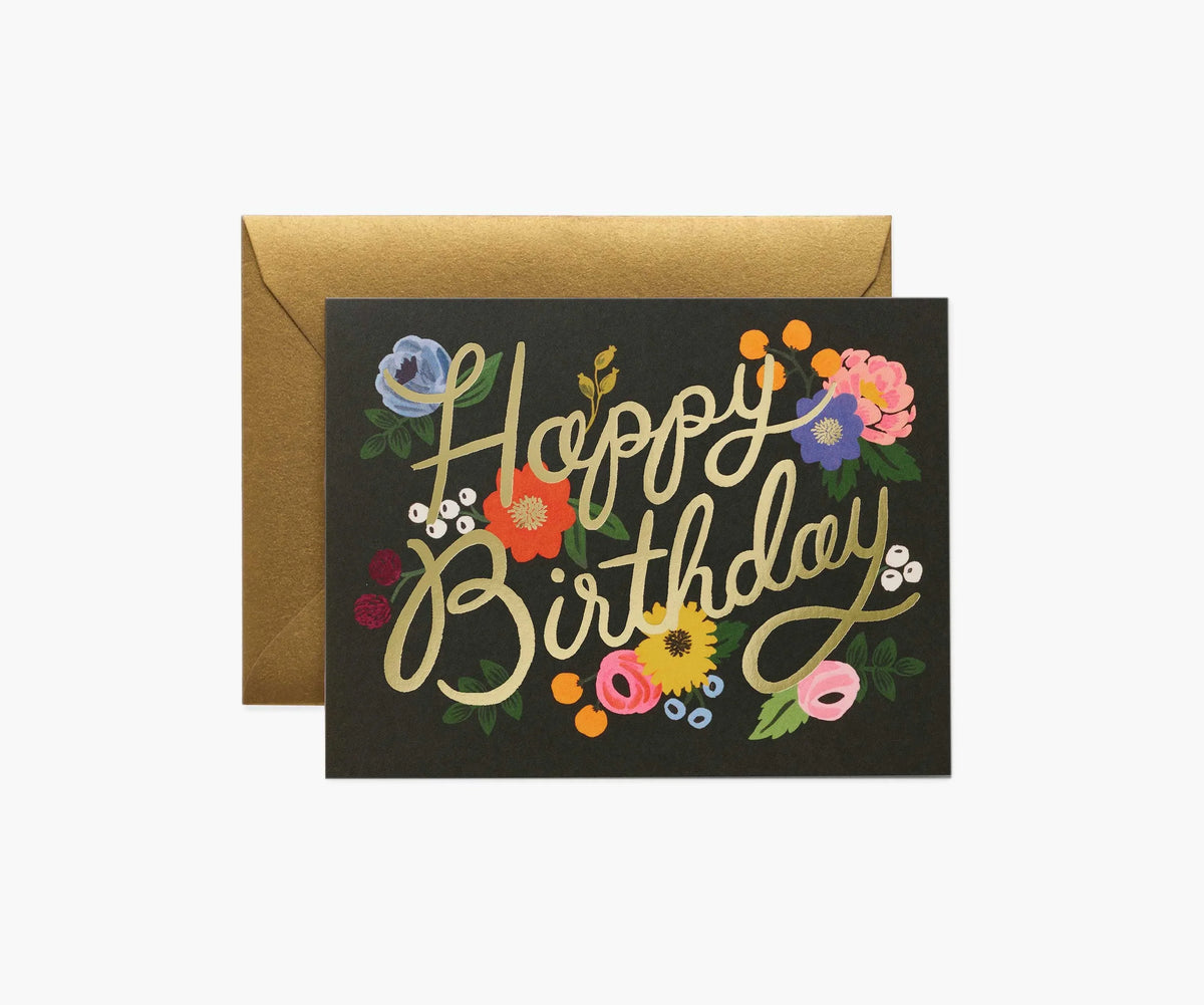 Vintage Blossoms Birthday Card - Single Card