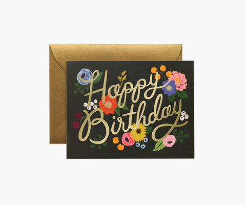 Vintage Blossoms Birthday Card - Single Card