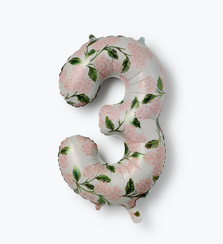 Numbered Foil Balloon - Pink Hydrangea