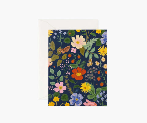 Strawberry Fields Navy Everyday Card - Single Card