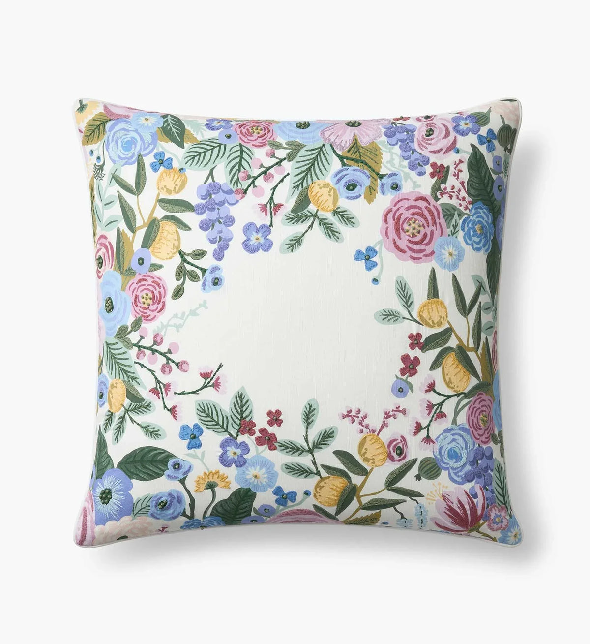 Embroidered Pillow Cover - Garden Party Ivory