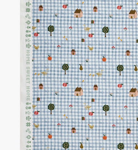 Farmhouse Gingham Cotton Fabric - Blue