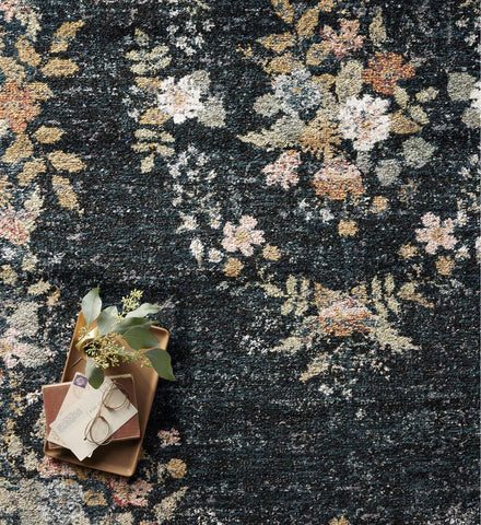 Laurel Strawberry Fields Medallion Power Loomed Rug - Navy