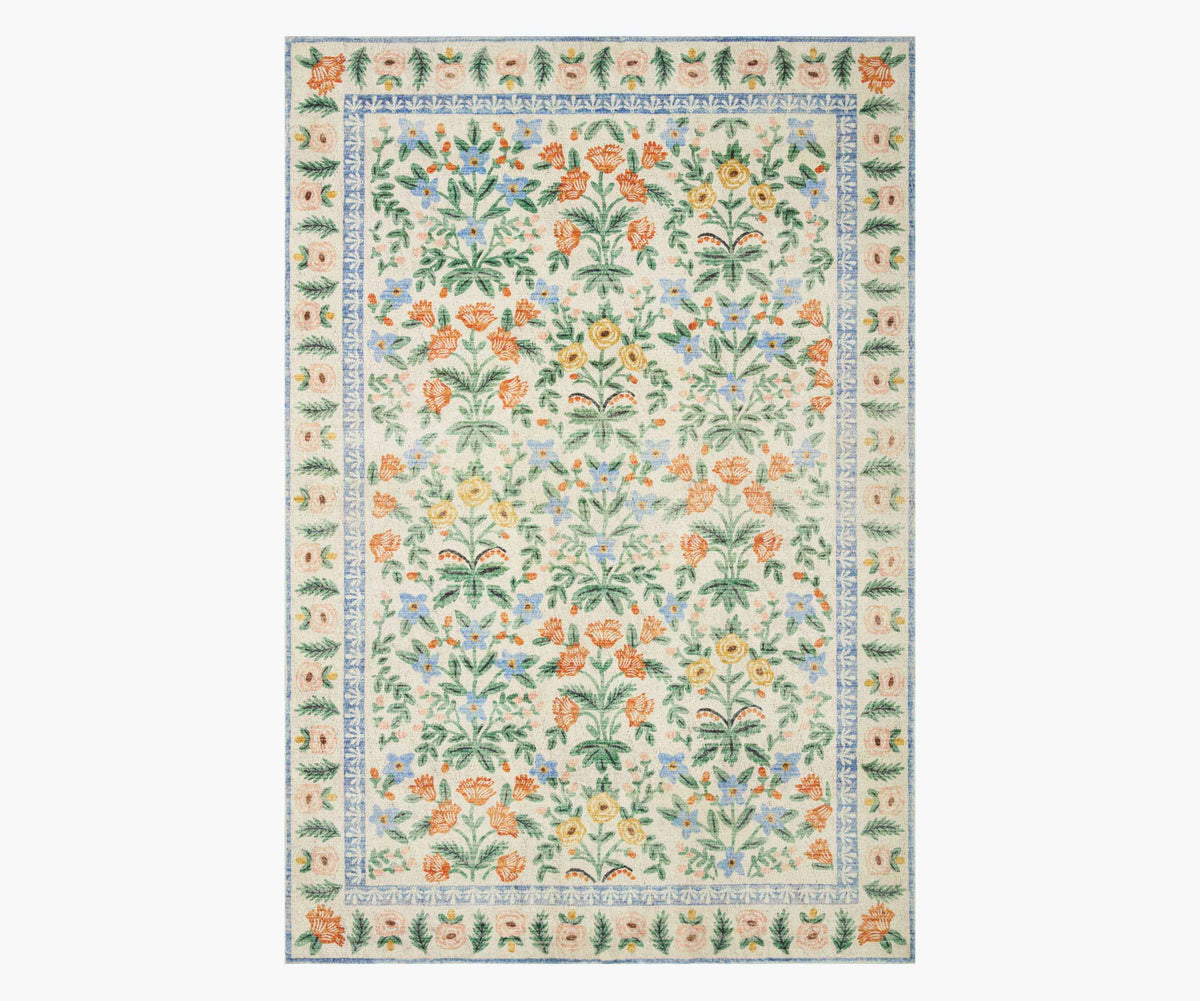 Eden Mughal Garden Power Loomed Rug - Cream