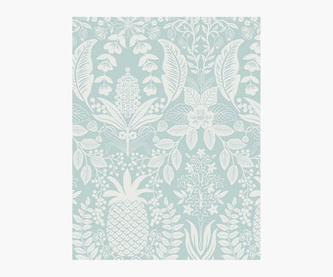 Pineapple Damask Wallpaper Sample - Light Blue