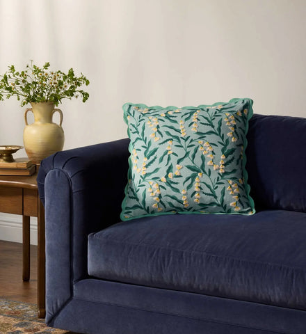 Lily of the Valley Embroidered Pillow - Light Green
