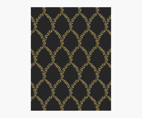Laurel Wallpaper Sample - Metallic Gold & Black