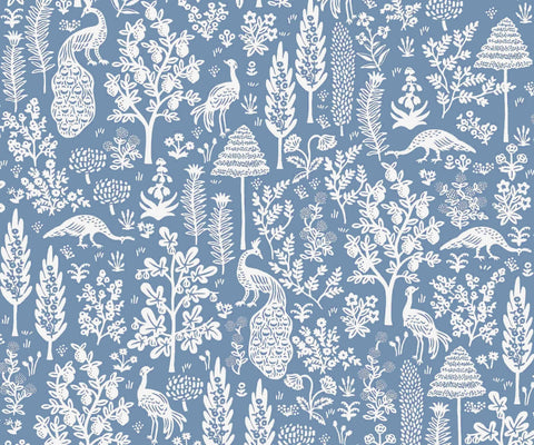 Menagerie Toile Wallpaper - Blue & White
