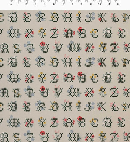 Cross Stitch Letters Canvas Fabric - Linen