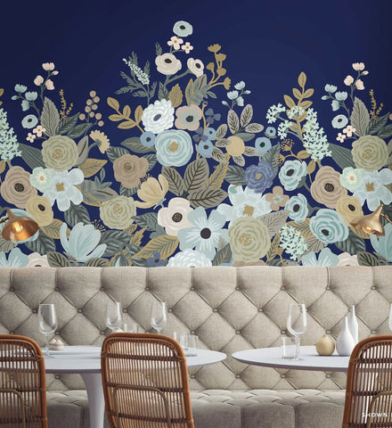 Garden Party Wallpaper Mural - Navy