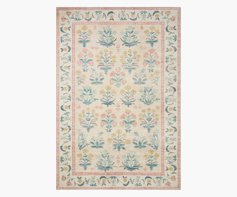 Eden Mughal Rose Power Loomed Rug - Blush