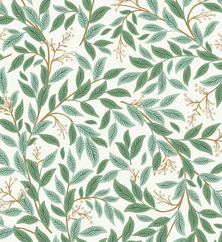 Willowberry Wallpaper - Emerald & White