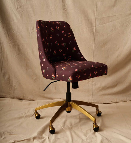 Oxford Desk Chair - Ditsy Dahlia Burgundy