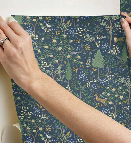 Woodland Peel & Stick Wallpaper - Navy