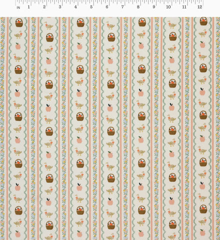 Farmhouse Stripe Cotton Fabric - Cream