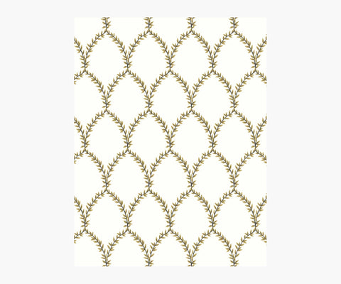 Laurel Wallpaper Sample - Metallic Gold & White
