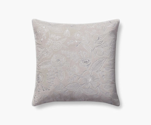 Colette Embroidered Pillow - Grey