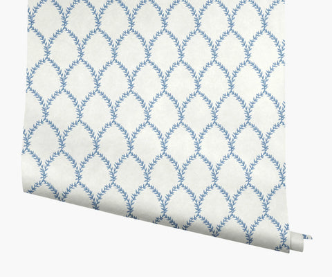 Laurel Wallpaper - Blue & White