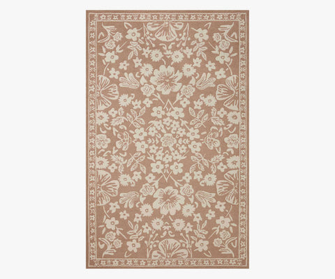 Arboretum Rose Garden Wool-Hooked Rug - Rust