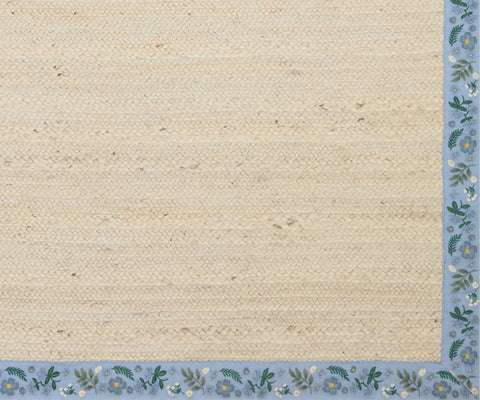 Costa Wildwood Jute Rug - Ivory & French Blue
