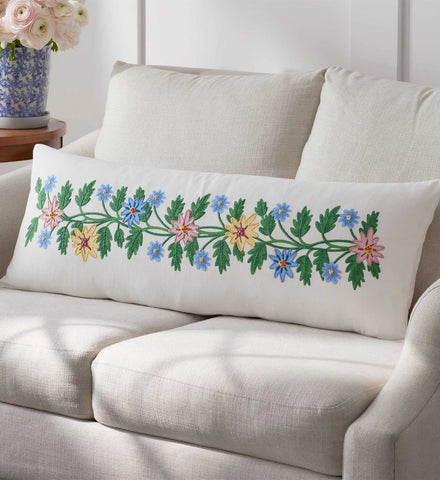 Embroidered Lumbar Pillow Cover - Helena