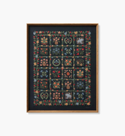 Framed Wall Art - Helena Quilt Navy