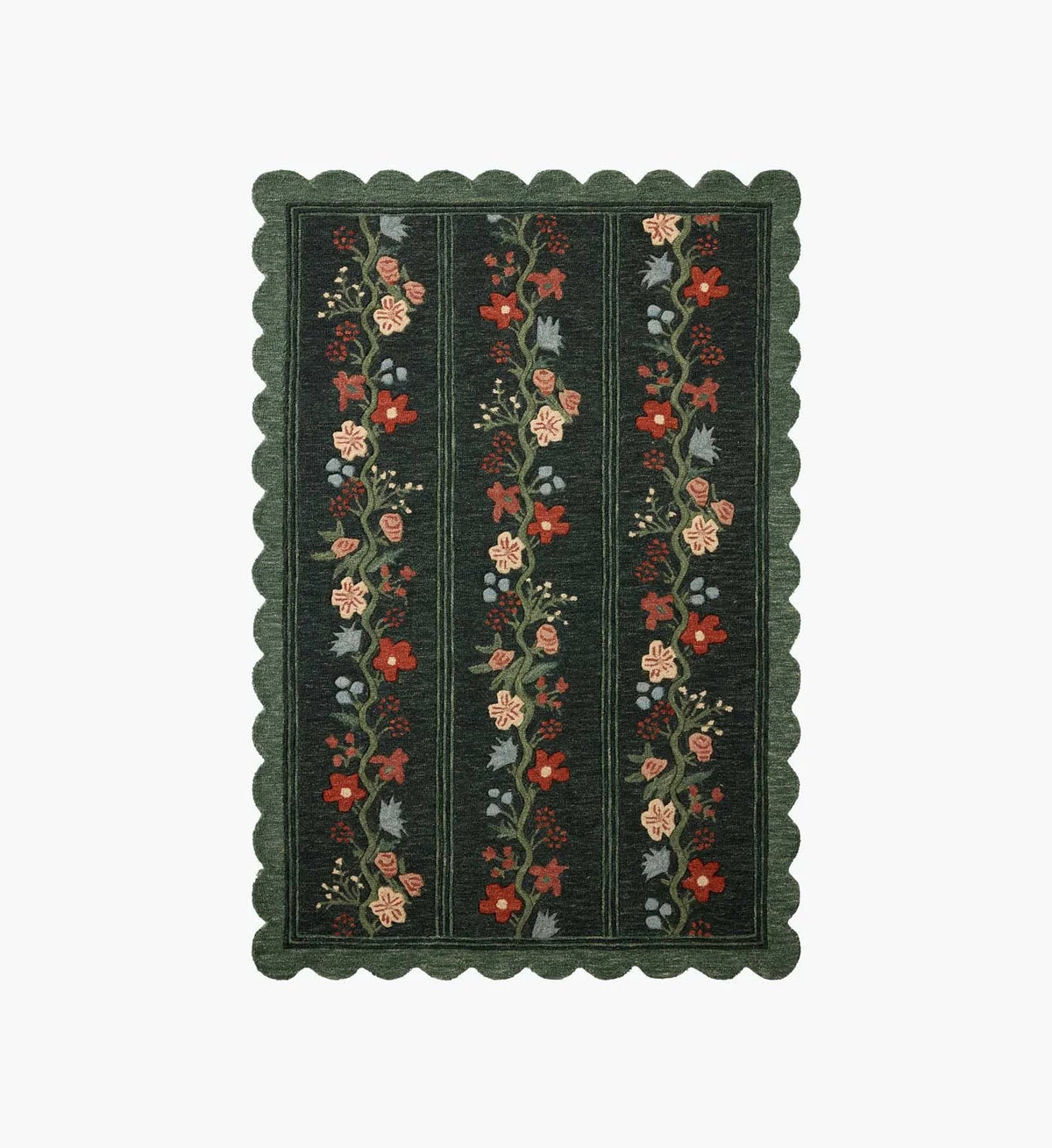 Thistle Wool Hooked Rug - Forest