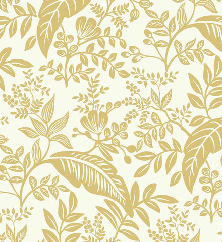 Canopy Wallpaper - Metallic Gold & White