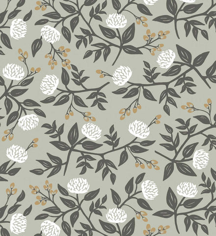 Peonies Peel & Stick Wallpaper Sample - Smoke
