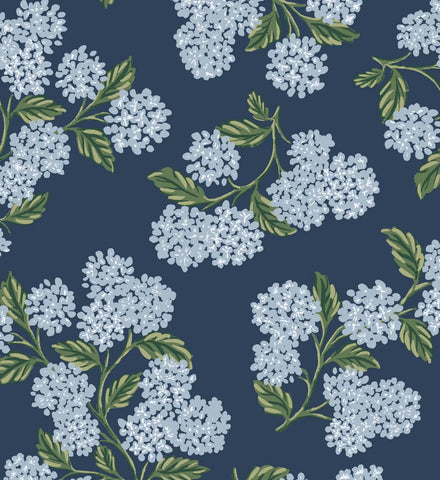 Hydrangea Wallpaper - Navy
