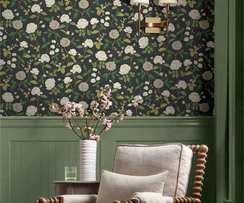 Roses Wallpaper Sample - Black