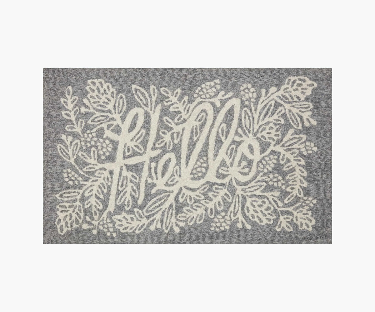 Minnie Hello Wool-Hooked Rug - Grey
