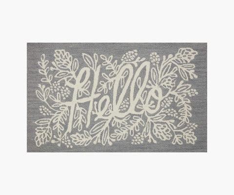 Minnie Hello Wool-Hooked Rug - Grey