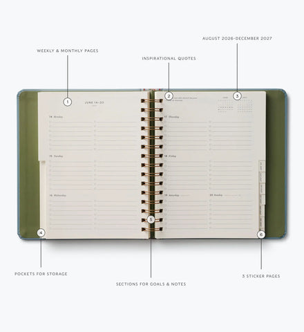 2026-2027 17-Month Academic Covered Spiral Planner - Paisley