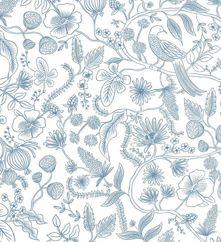 Aviary Peel & Stick Wallpaper - Blue & Cream