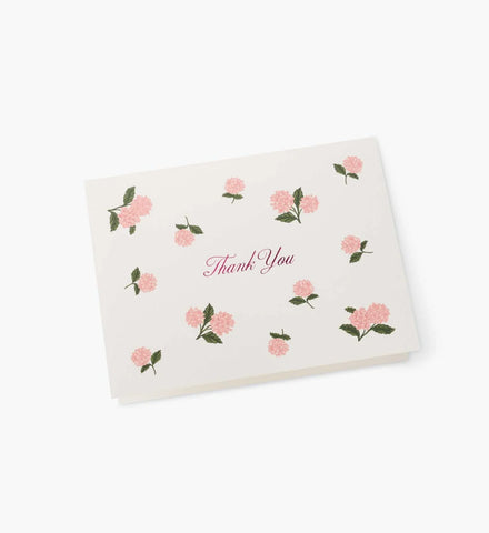 Pink Hydrangea Thank You Card - Single Card