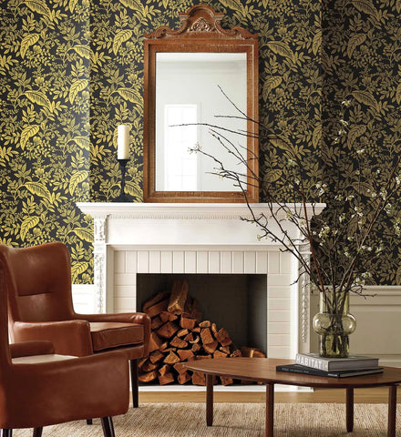 Canopy Wallpaper - Metallic Gold & Black