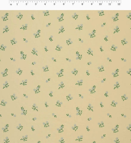Ditsy Hydrangea Cotton Fabric - Butter