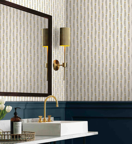 Eden Wallpaper - White & Metallic Gold