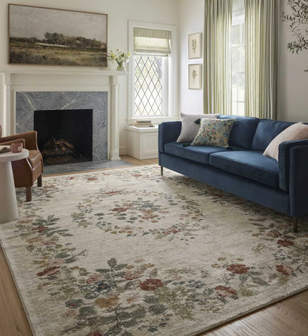 Laurel Strawberry Fields Medallion Power Loomed Rug - Cream