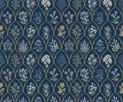 Hawthorne Wallpaper - Navy & Gold