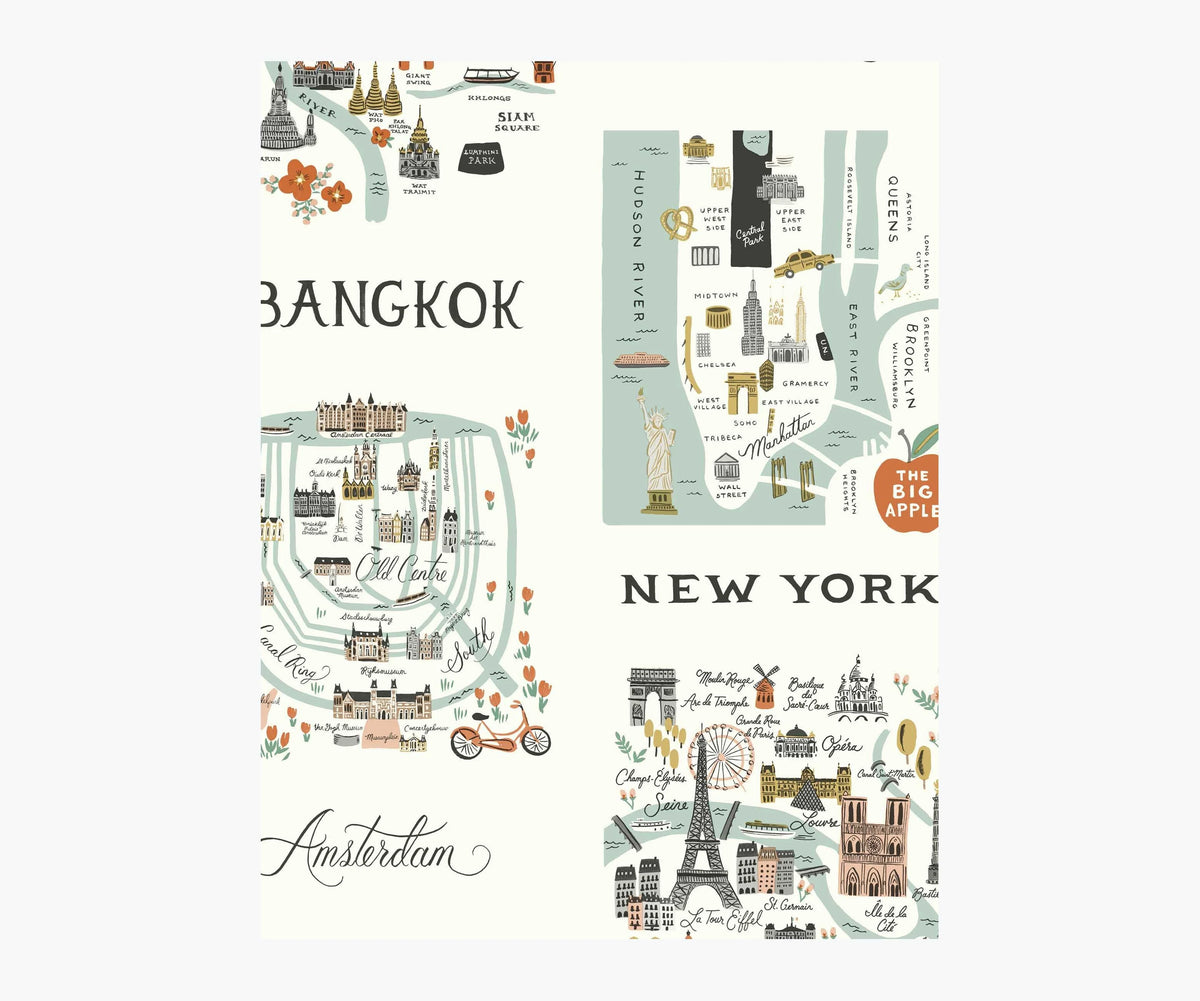 City Maps Wallpaper Sample - Mint